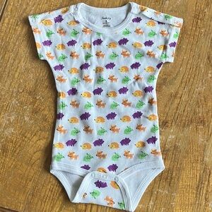 Playful Animal Print Bodysuit in Orange, Purple, and Green